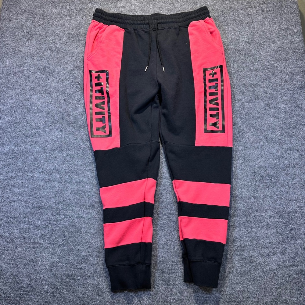 Pink Dolphin Joggers Mens 4XL Black Pink Streetwear Colorblock Sweatpants
